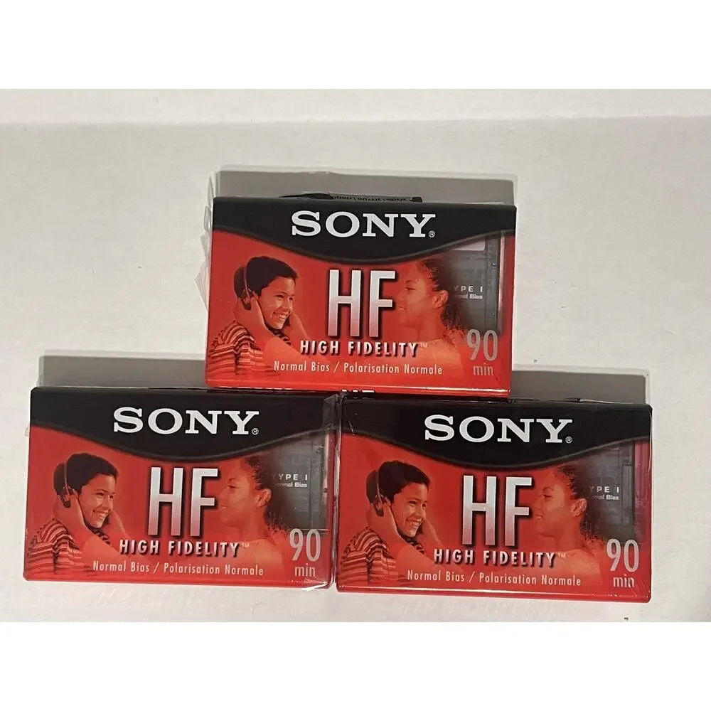 3 Sony Cassette Tapes- HF C-90HFL 90 Minute Blank High Fidelity NEW SEALED